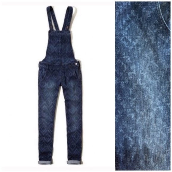 Hollister Pants - Hollister Aztec Printed Dark Denim Overalls XS
